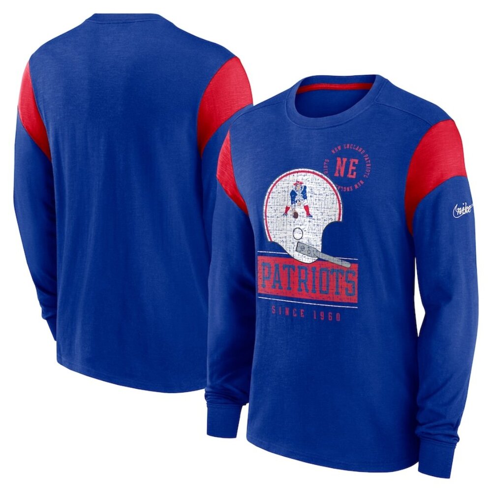 Men's Nike Heathered Royal New England Patriots Slub Rewind Playback Hel…